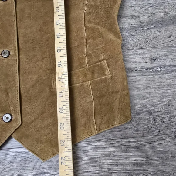 Arizone VTG 90's Leather Vest Silky Paisley Western Cowboy Farm Country Youth - Picture 7 of 8